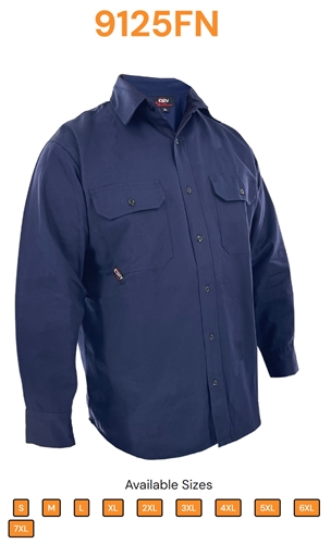 C2V FR Shirt, Navy Blue, NFPA 2112, CAT2, X-Flash 9125FN